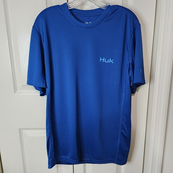 Huk Icon X Short Sleeve Fishing Shirt w/ Sun Protection Sz M - Picture 1 of 4